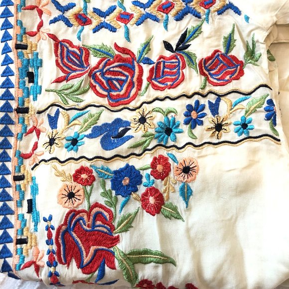 Scully Floral Embroidered Ivory Button Tunic Top - Picture 12 of 13